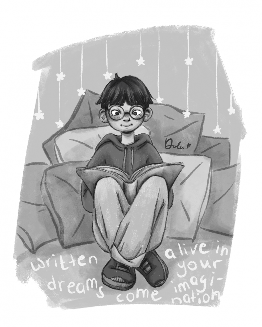 Kinderbuch Illustration Schwarz Weiß