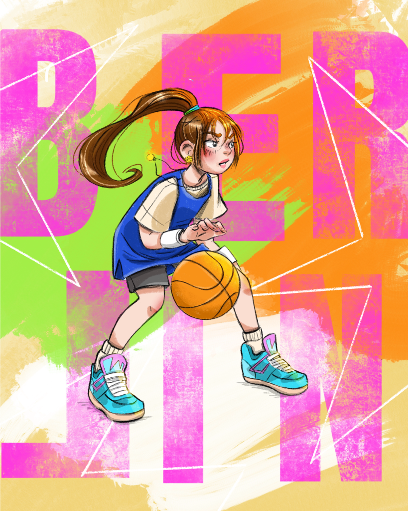 Mädchen spielt Basketball